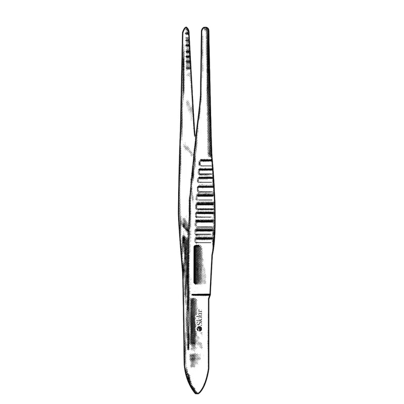 Sklar Dressing Forceps - 7", Straight, Serrated, with Fluted Handle - 19-1345