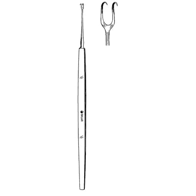 Sklar Freer Skin Hook Double Prong, Sharp, 2.5mm 6" - 47-2760