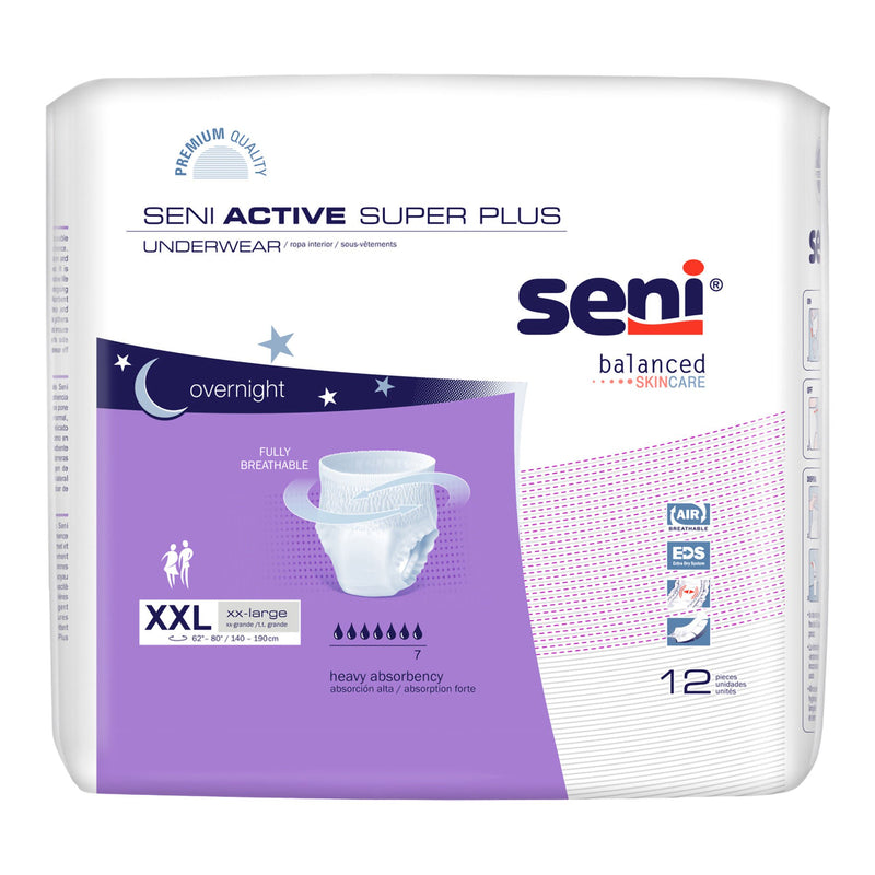 Seni Active Super Plus Overnight Heavy Absorbent Underwear, 2X-Large (Case of 48)