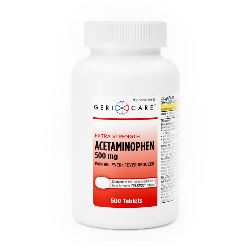Pain Relief Geri-Care 500 mg Strength Acetaminophen Tablet 500 per Bottle (Case of 12 Bottles)
