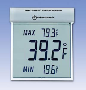 PANTek Technologies LLC Digital Thermometer Traceable Big-Digit See-Thru Celsius -25° to +70°C Internal Sensor Window / Wall Mount Battery Operated 