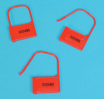 Extra-Large Heavy-Duty Padlock Seal Health Care Logistics Consecutively Numbered Red Acetal Resin 1-3/8 X 2-1/16 Inch (Pack of 100)