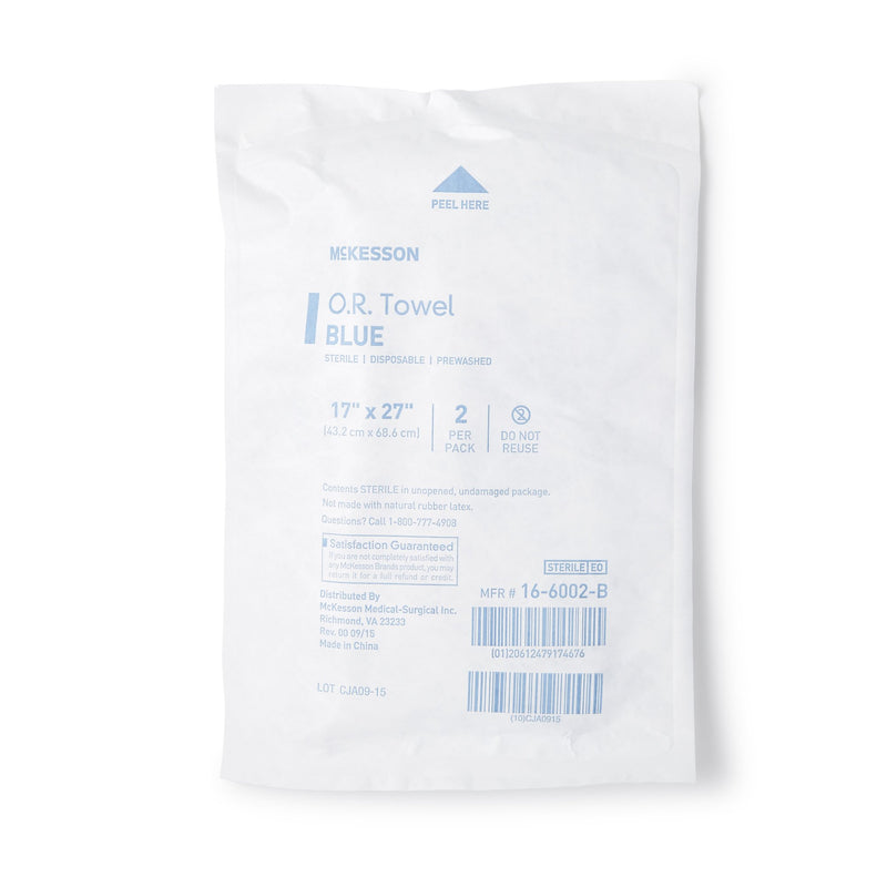 McKesson Sterile Blue O.R. Towel, 17 x 27 Inch (Case of 40 Packs)