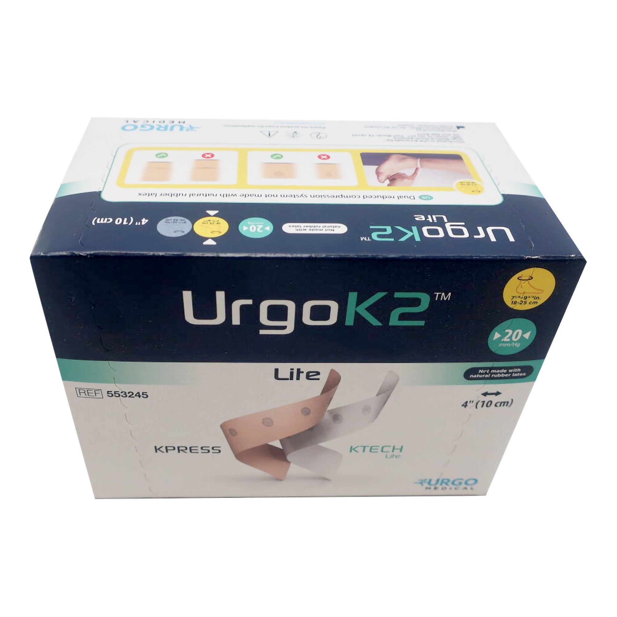Urgo Medical North America LLC URGOK2 Lite Two Layer Compression Bandage System, 20 mmHg, 4 Inch Wide 