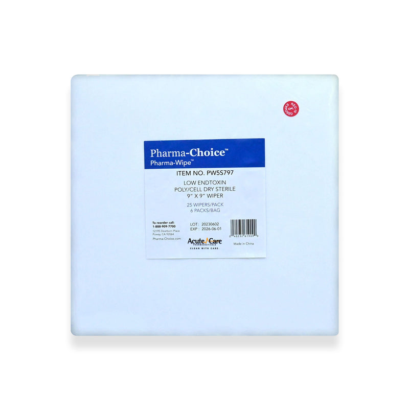 Cleanroom Wipe Pharma-Wipe 25 Count Bag 9 X 9 inch Sterile Disposable (Case of 1800)