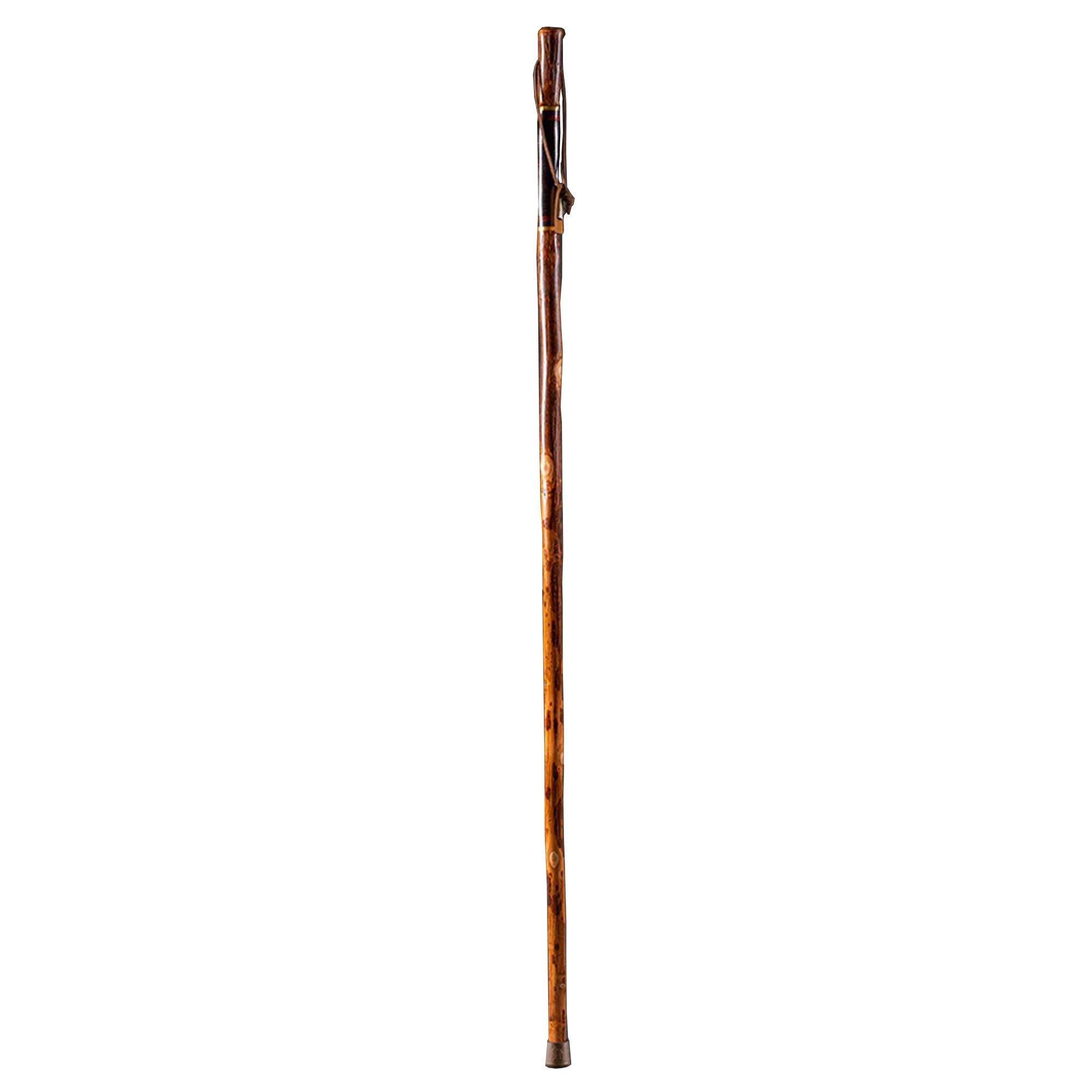 Mabis Healthcare Brazos Exotic Leather Safari Hickory Rustic Walking Stick, 55-Inch 