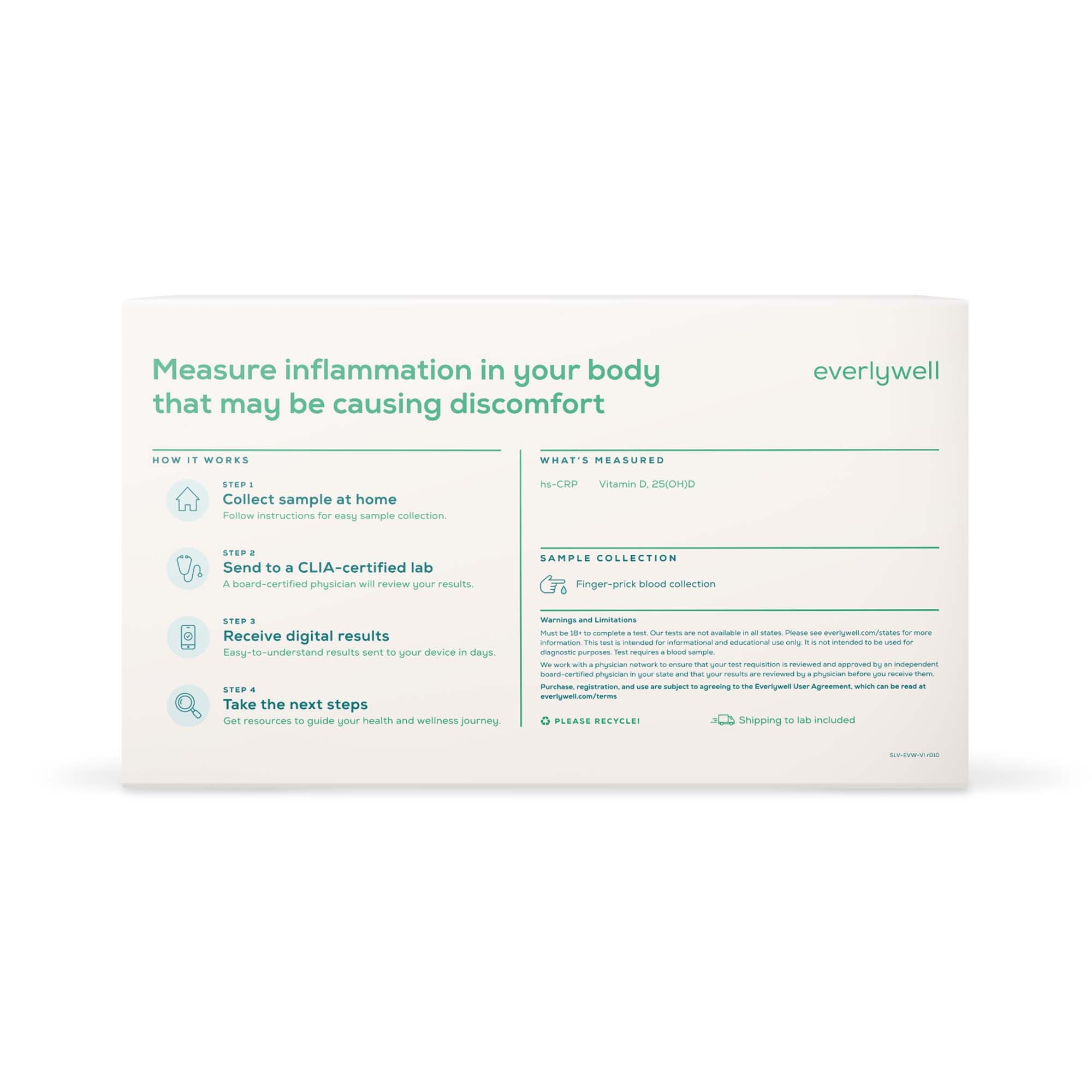 Everly Health Solutions Everlywell Vitamin D / Inflammation Test (12/CS) 