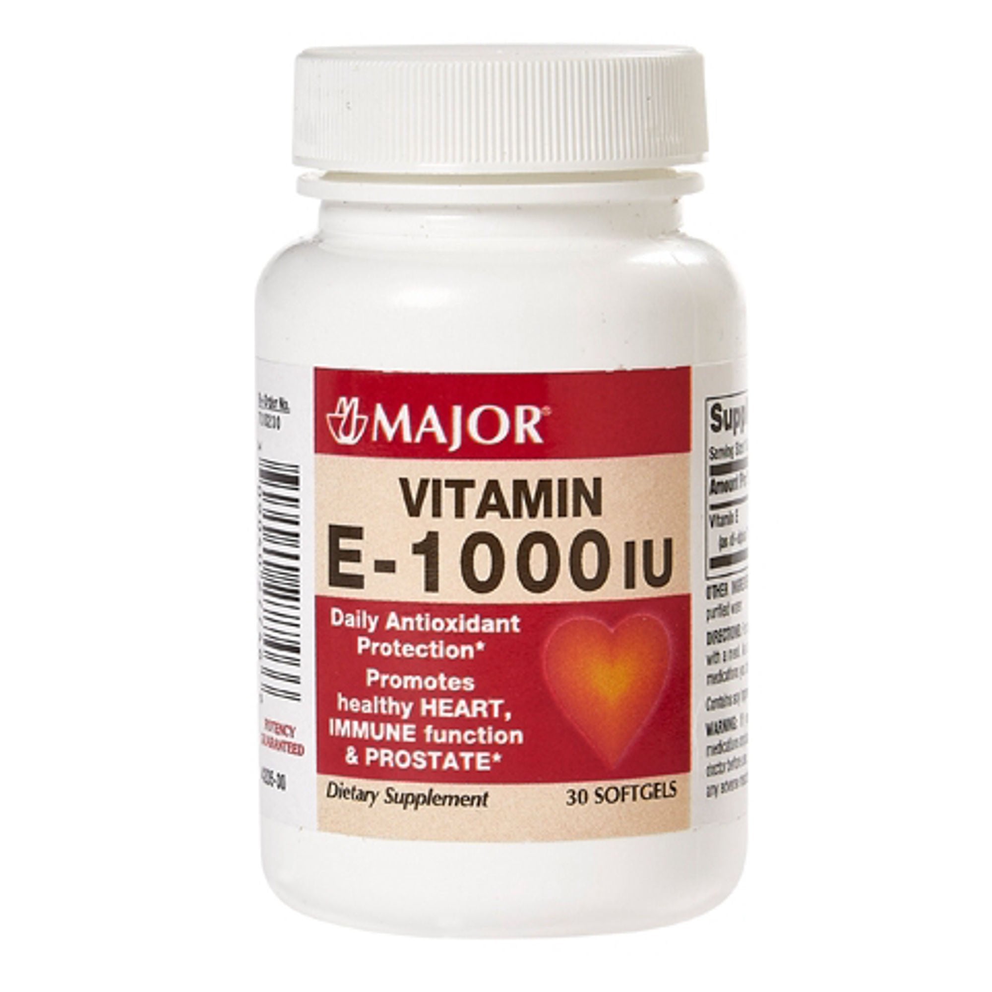 Vitamin Supplement Major Vitamin E 1,000 IU Strength Capsule 30 per Bottle 