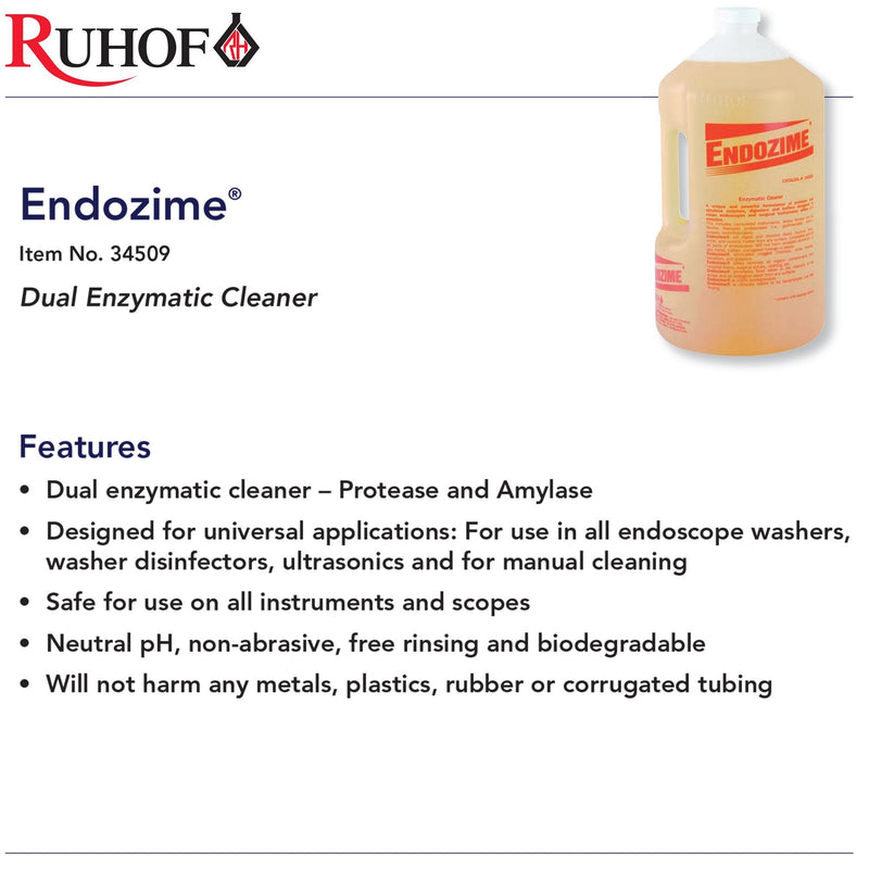 Ruhof Healthcare Endozime Dual Enzymatic Instrument Detergent, 1-gallon Jug (4/CS) 