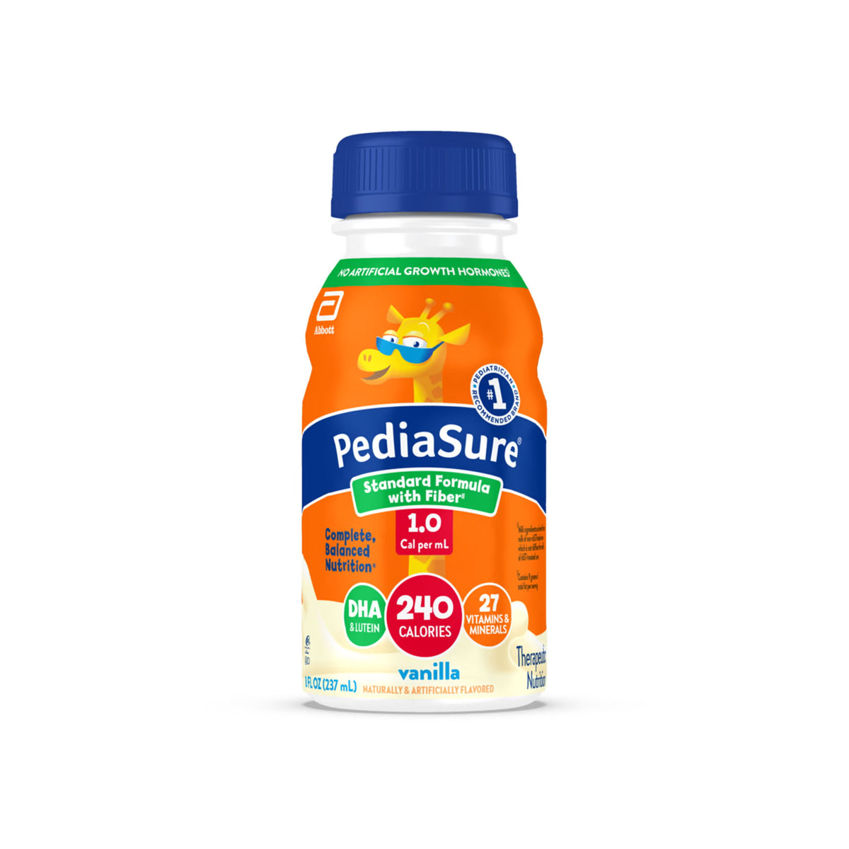 Pediatric Tube Feeding Formula PediaSure Standard Formula with Fiber 1.0 Cal Vanilla Flavor 8 oz. Bottle Liquid Fiber (Case of 24)