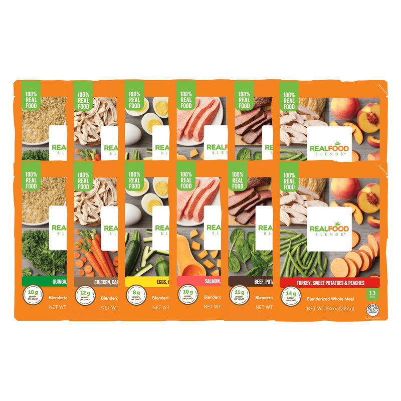 Real Food Blends Variety Pack Pureed Food Blend for Tube Feed, 9.4-ounce pouch (Case of 12)