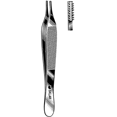 Sklar Adson-Brown Tissue Forceps - 4-3/4", Straight, Side-Grasping 7x7 Teeth, Delicate - 47-2447