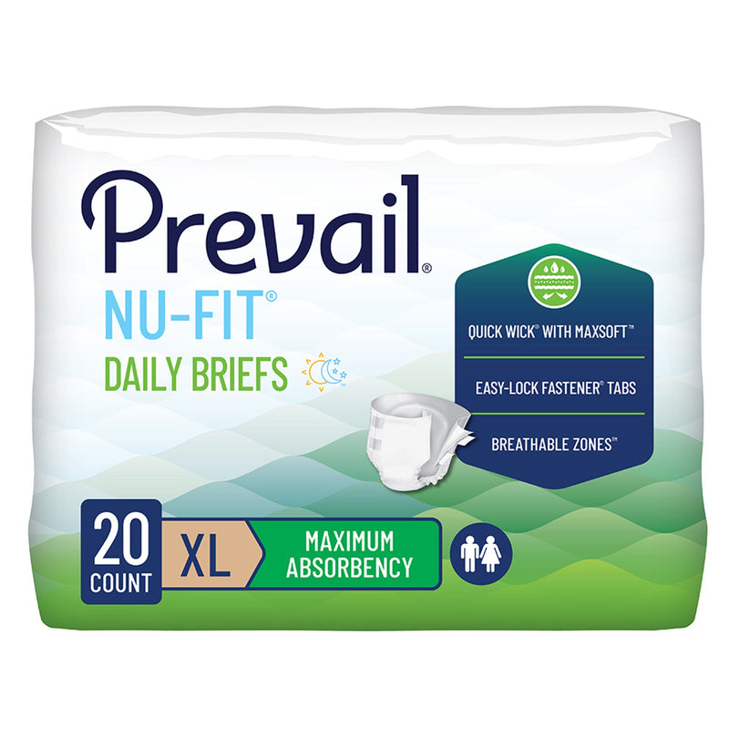 Prevail Nu-Fit Incontinence Brief, Heavy Absorbency, Extra Large (Case of 80)