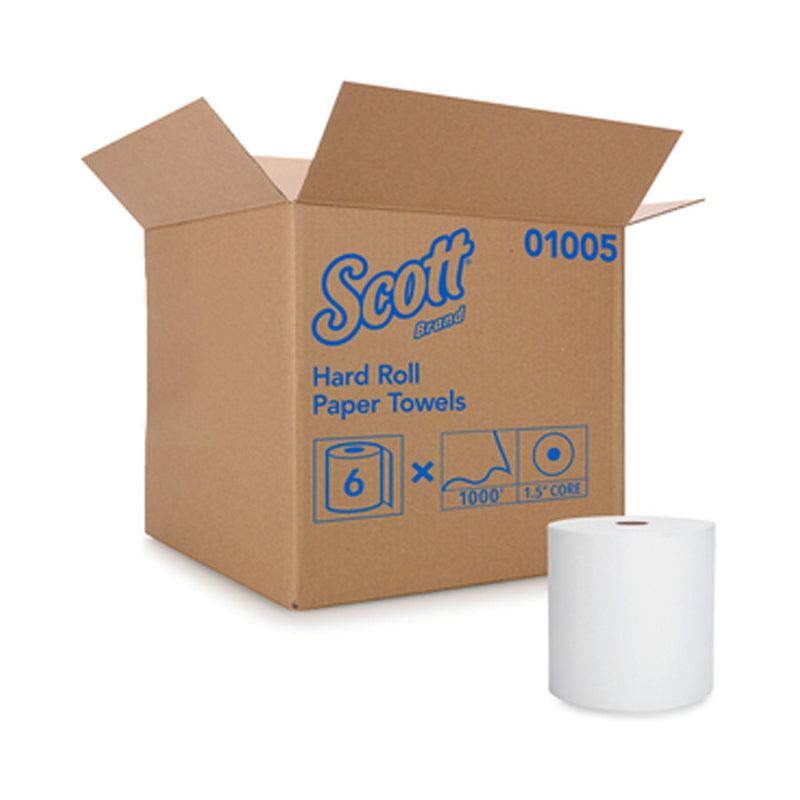 Scott Paper Towels, Hardwound, Continuous Roll, 8", White (6/CS) 