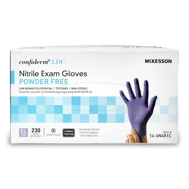 McKesson Confiderm 6.8C Nitrile Exam Glove, Extra Large, Blue (Case of 2300)