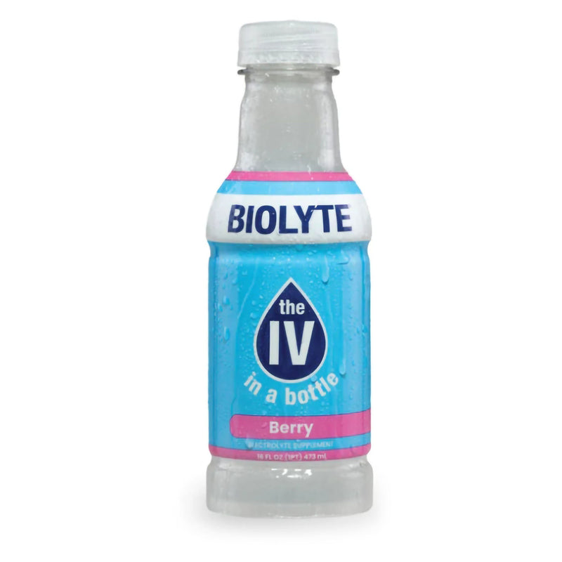 Biolyte the IV in a Bottle Electrolyte Hydration Drink, Berry Flavor, 16 ounces (Case of 12)
