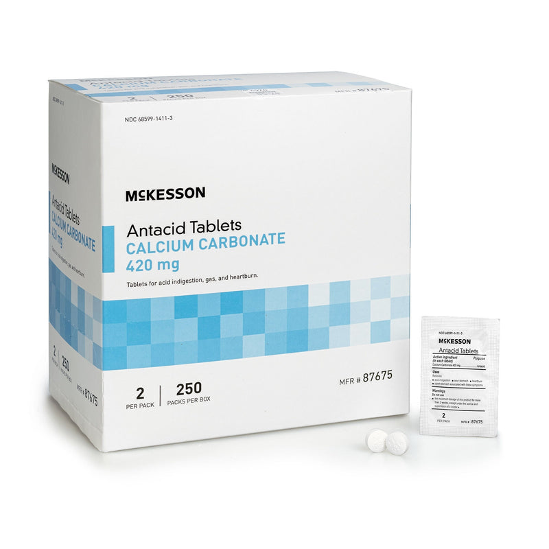 McKesson Calcium Carbonate Antacid Tablets, Mint Flavor (Case of 3000)