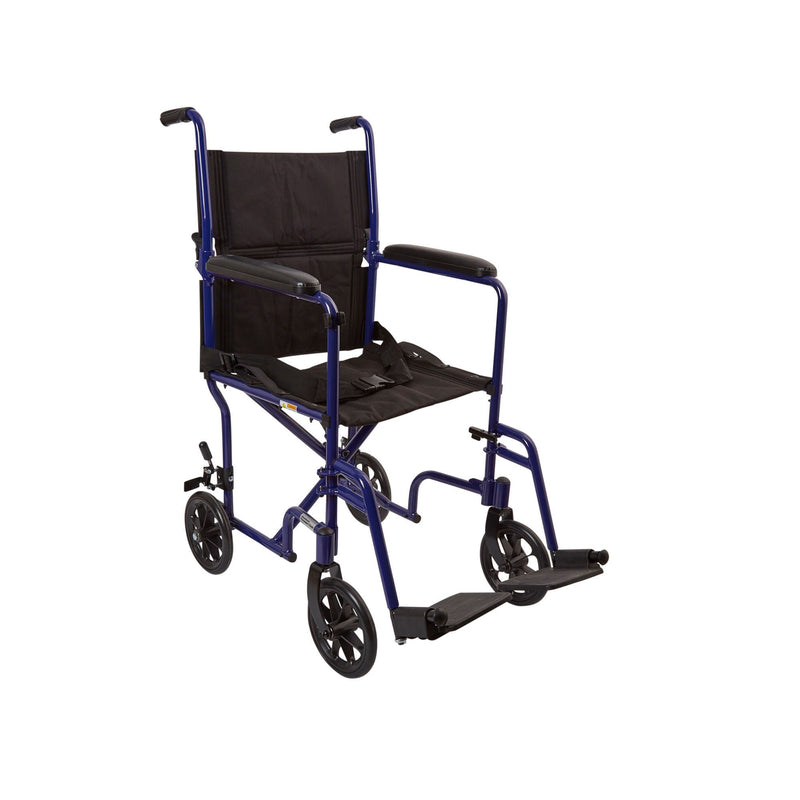 McKesson Lightweight Transport Chair, Black with Blue Finish (Each)