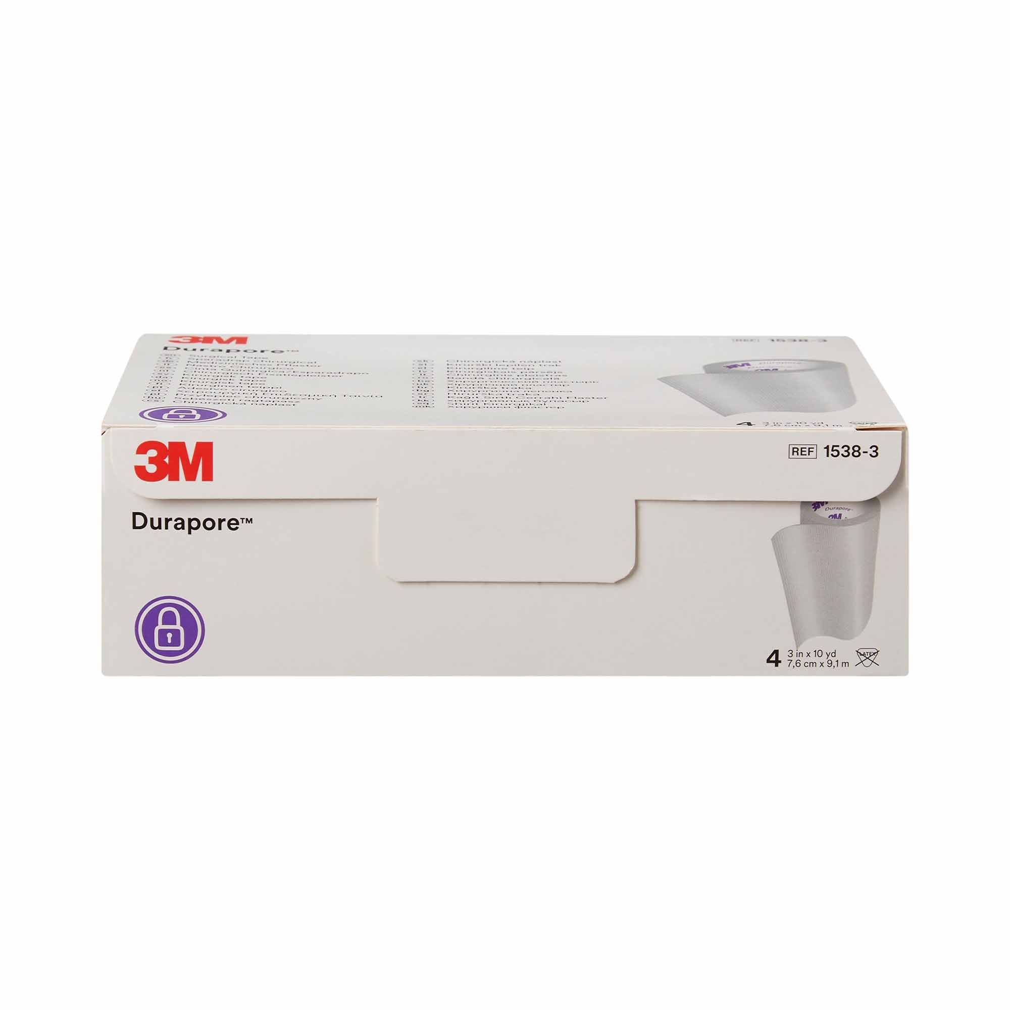 Solventum Corporation 3M Durapore Silk-Like Cloth Medical Tape, 3 Inch x 10 Yard, White (40/CS) 