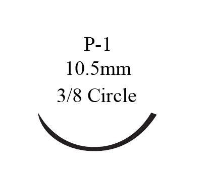 Absorbable Suture with Needle Coated Vicryl Polyglactin 910 P-1 3/8 Circle Precision Reverse Cutting Needle Size 5-0 Braided (Box of 12)