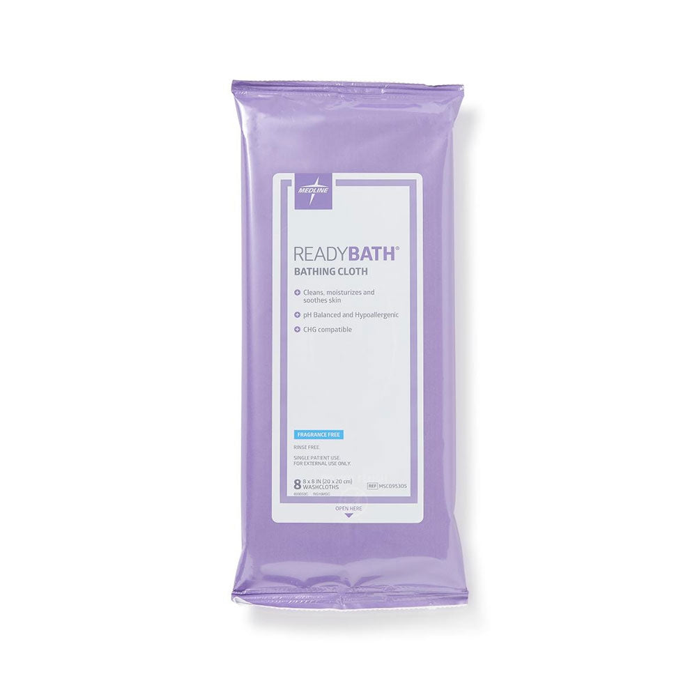 Medline Rinse-Free Bath Wipe ReadyBath Soft Pack Unscented 8 Count (MSC095305 / CS) 
