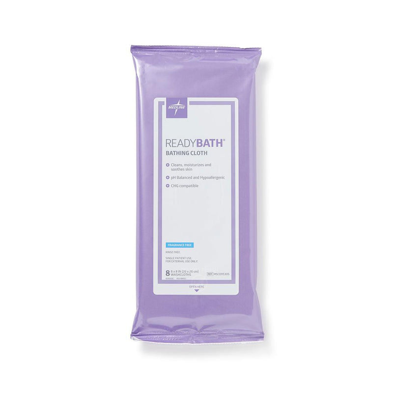 Medline Rinse-Free Bath Wipe ReadyBath Soft Pack Unscented 8 Count (MSC095305 / CS) 