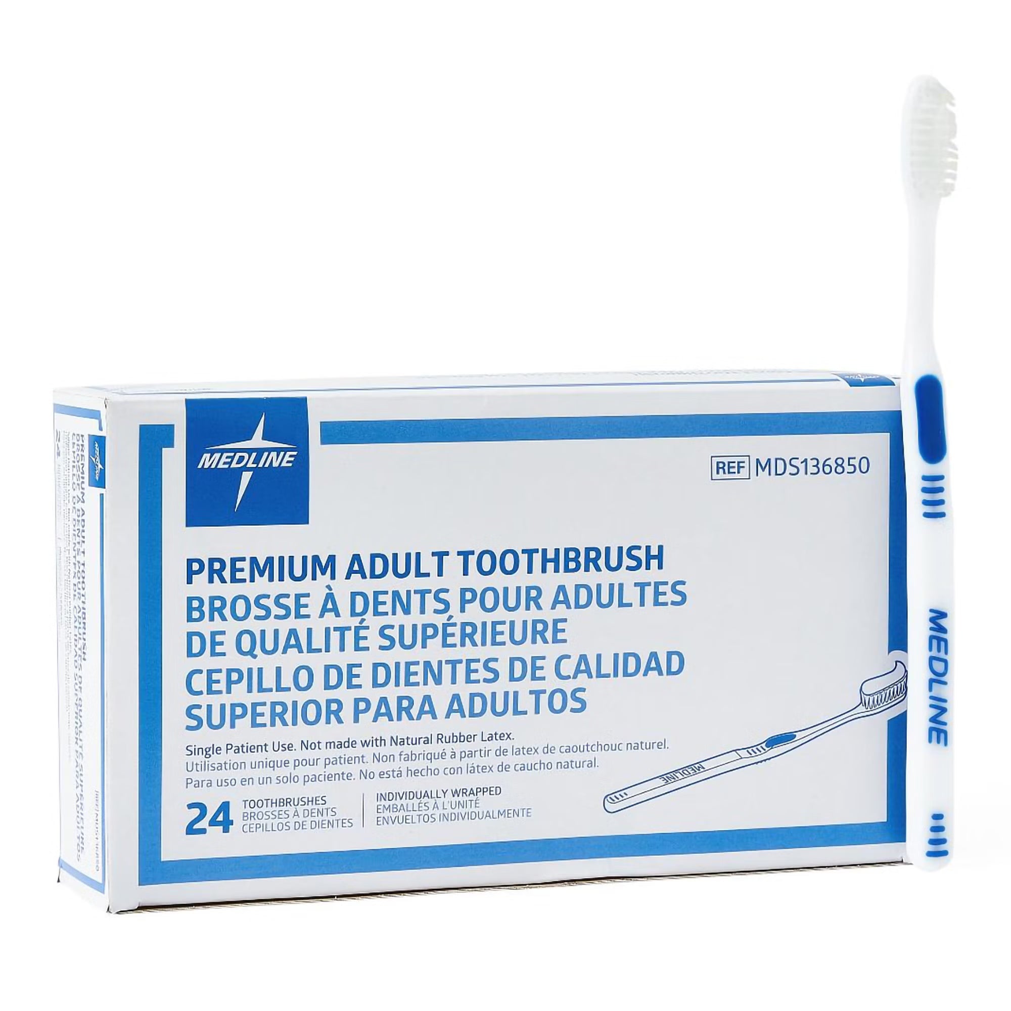 Toothbrush Medline Blue / White Adult Soft (144/GR)