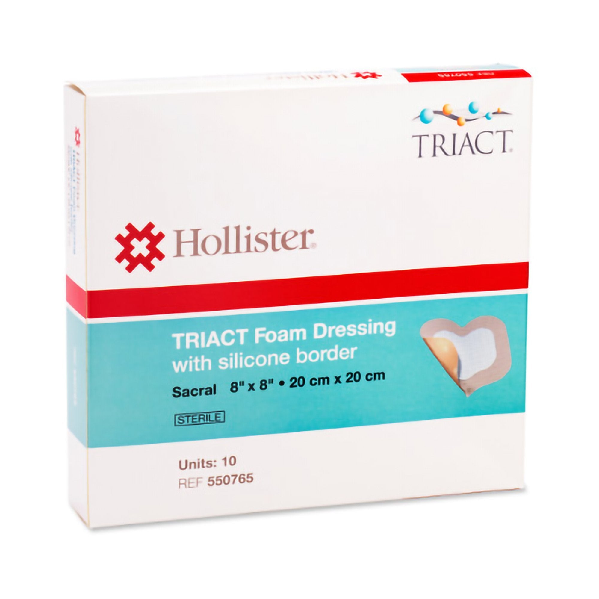 Foam Dressing TRIACT 8 X 8 Inch With Border Waterproof Backing Silicone Adhesive Sacral Sterile 