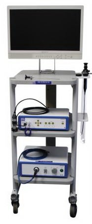 BR Surgical Mobile Endoscopic Video Cart, with 2 adjustable shelves, 66" x 22 x 13"
