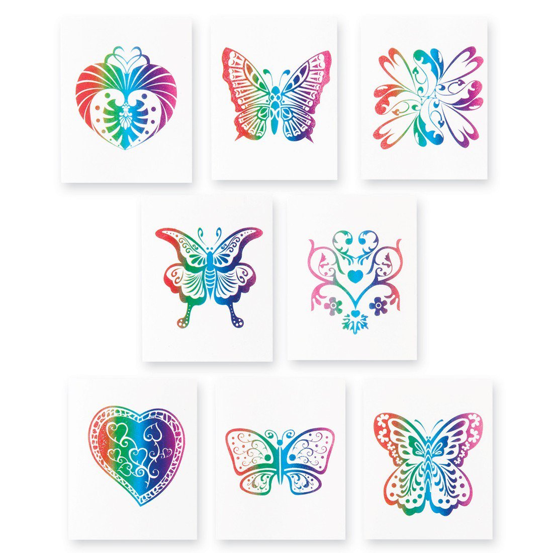 Temporary Tattoo SmileMakers 144 per Box Rainbow Glitter Designs 1-1/4 X 1-1/4 Inch 