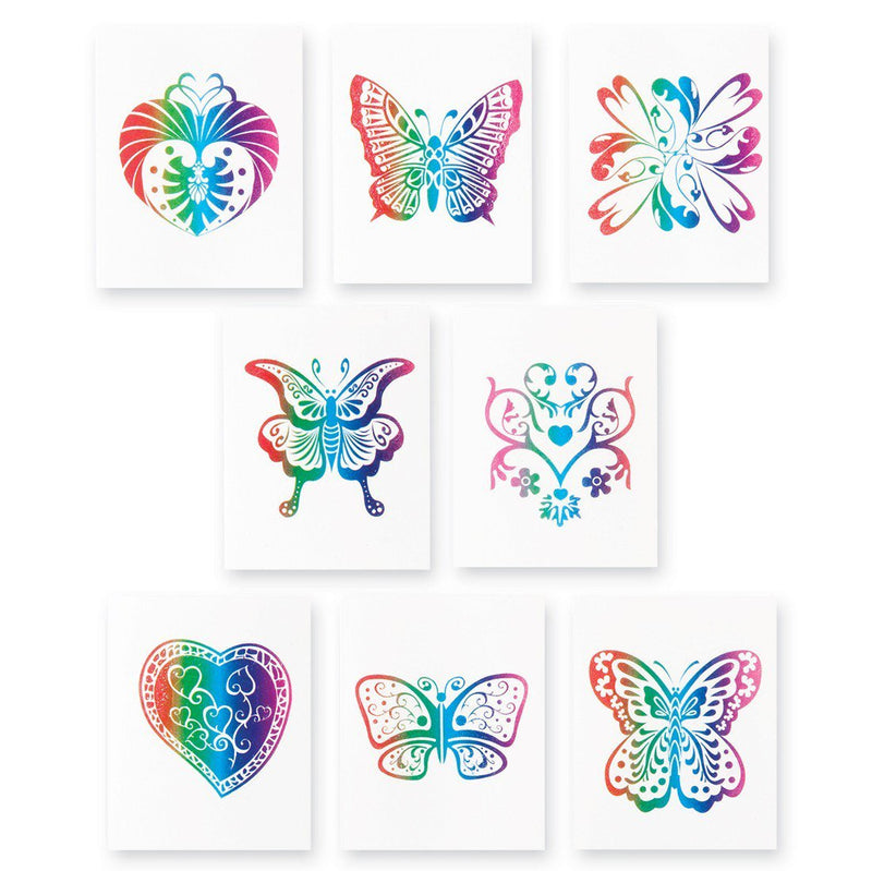 Temporary Tattoo SmileMakers 144 per Box Rainbow Glitter Designs 1-1/4 X 1-1/4 Inch 