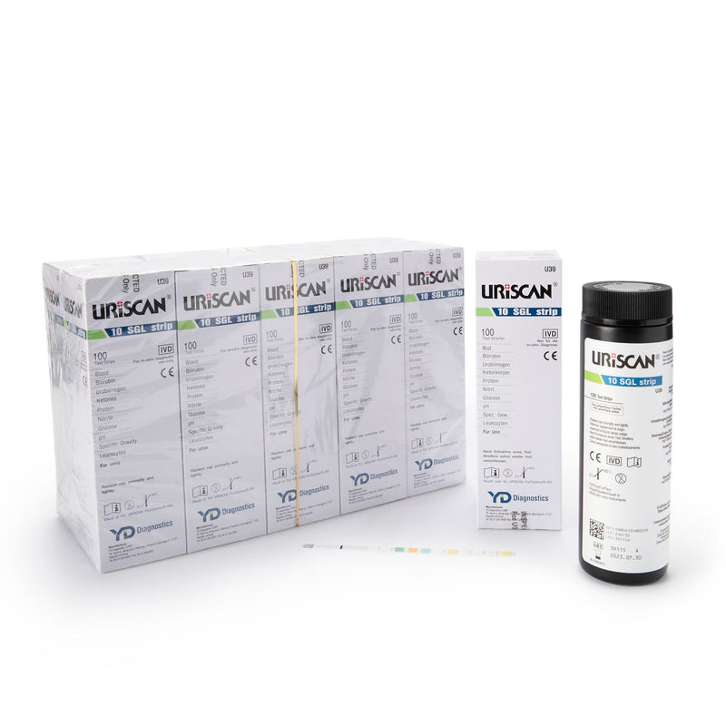 Urinalysis Reagent Uriscan Bilirubin, Blood, Glucose, Ketone, Leukocytes, Nitrite, pH, Protein, Specific Gravity, Urobilinogen For CONSULT Urine Analyzer 773 / SELECT Urine Analyzer 505 / Uriscan Optima Touch-Screen Urine Analyzer