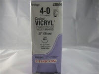 Absorbable Suture with Needle Coated Vicryl Polyglactin 910 RB-1 1/2 Circle Taper Point Needle Size 4-0 Braided 