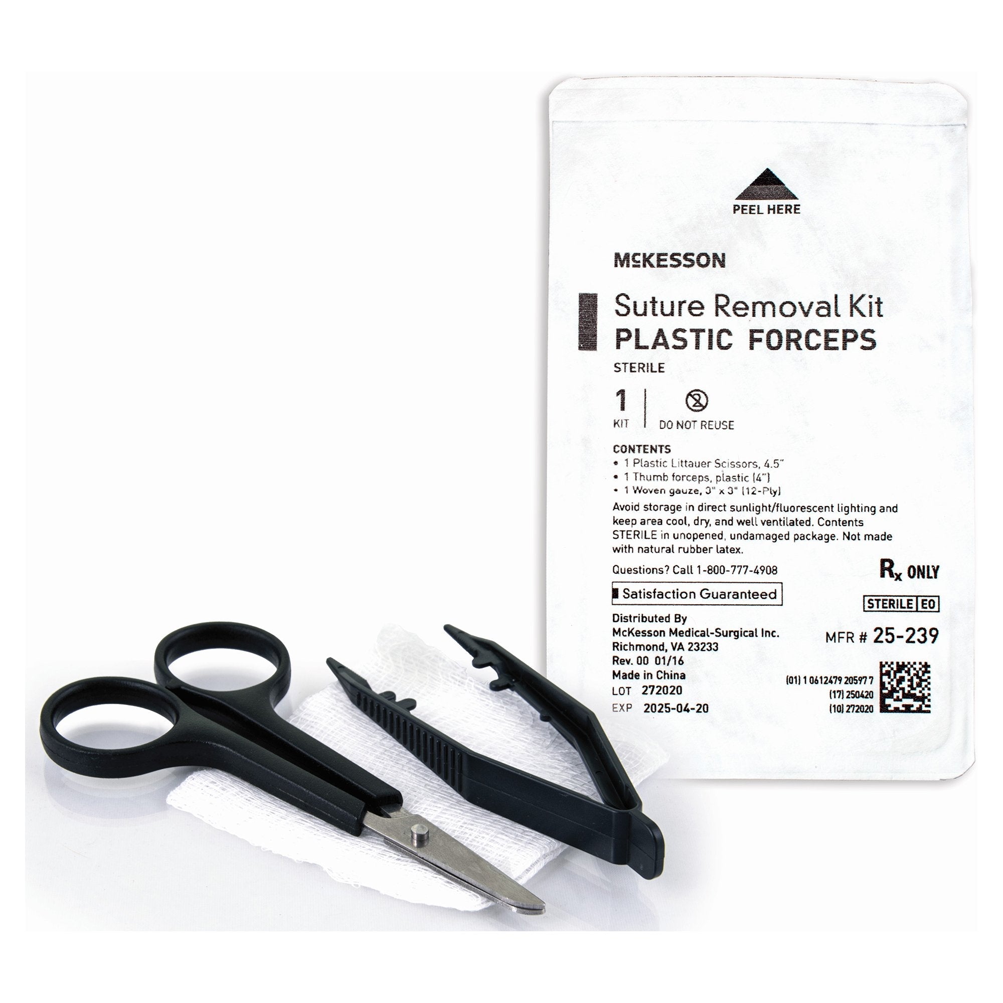 Suture Removal Kit McKesson Scissor Style Handle Curved Jaw Type Sterile Single Use 