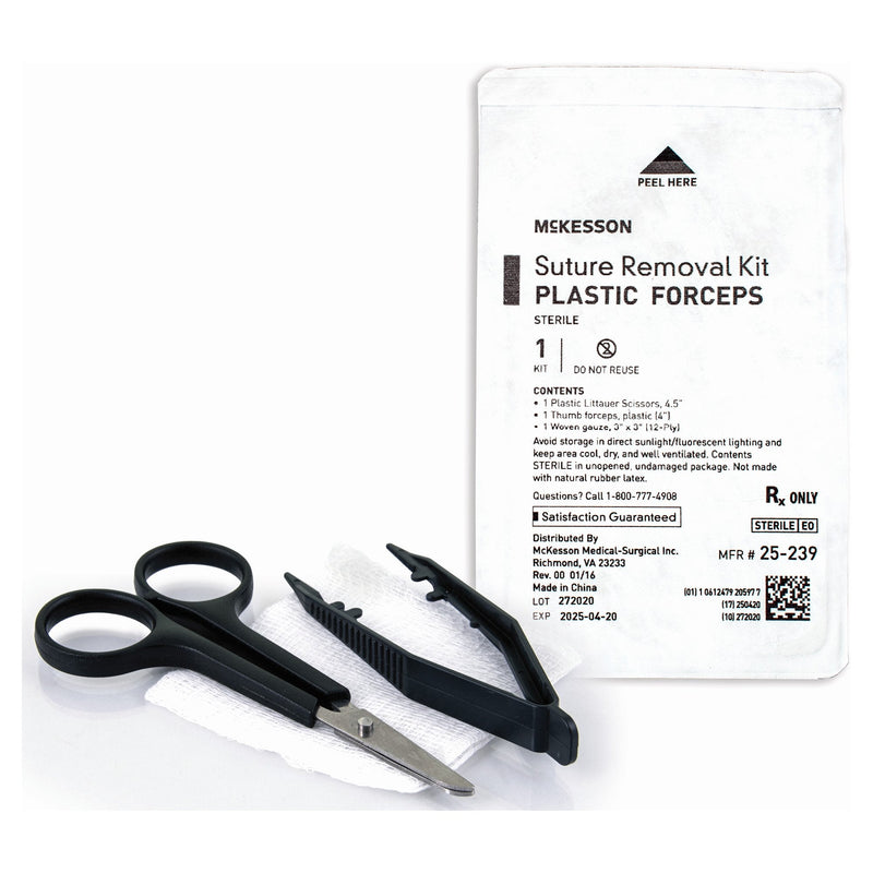 Suture Removal Kit McKesson Scissor Style Handle Curved Jaw Type Sterile Single Use 