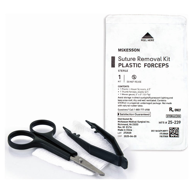 Suture Removal Kit McKesson Scissor Style Handle Curved Jaw Type Sterile Single Use 