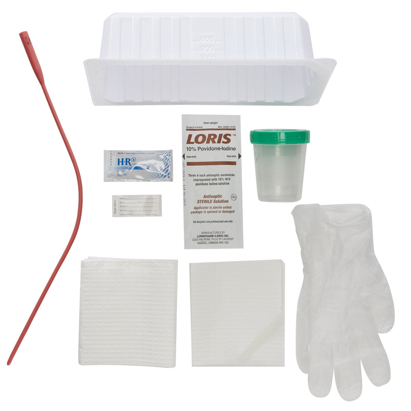 Intermittent Catheter Tray McKesson Urethral 14 Fr. Without Balloon Red Rubber 