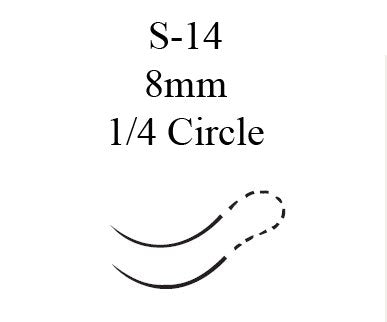 Absorbable Suture with Needle Coated Vicryl Polyglactin 910 S-14 1/4 Circle Spatula Needle Size 5-0 Braided 