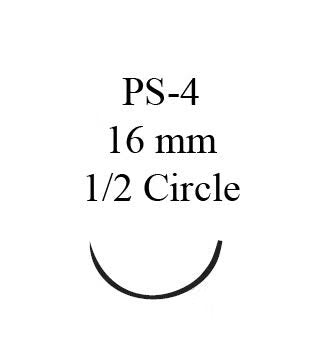 Absorbable Suture with Needle Coated Vicryl Polyglactin 910 PS-4 1/2 Circle Reverse Cutting Needle Size 4-0 Braided (Box of 12)