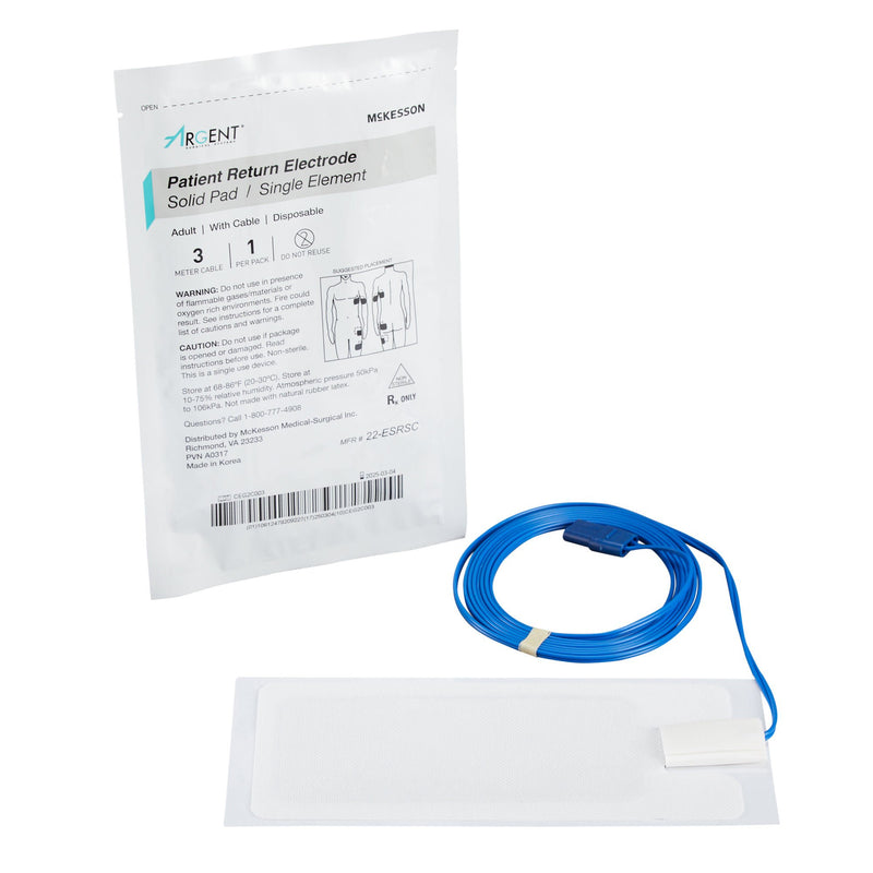 Patient Return Electrode McKesson Argent Single Corded (Box of 50)
