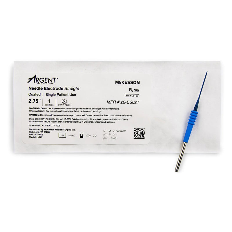 Needle Electrode McKesson Argent Coated Stainless Steel Sterile Straight Needle Tip Disposable 