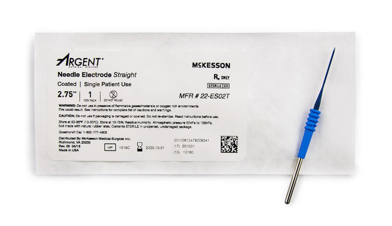 Needle Electrode McKesson Argent Coated Stainless Steel Sterile Straight Needle Tip Disposable (Box of 12)