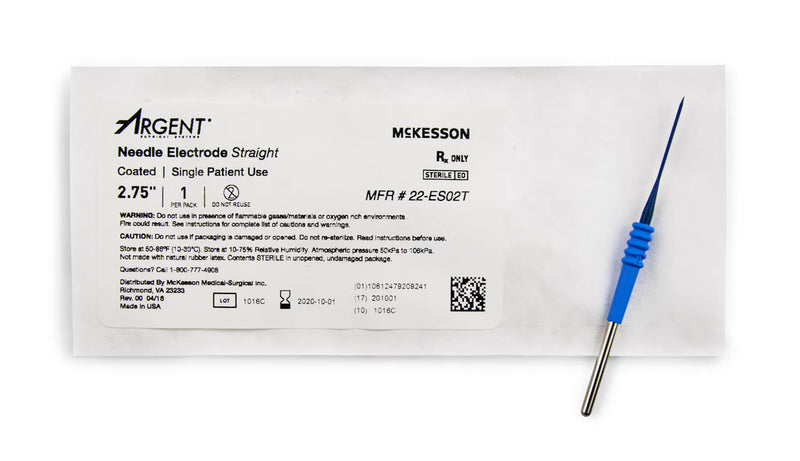 Needle Electrode McKesson Argent Coated Stainless Steel Sterile Straight Needle Tip Disposable 