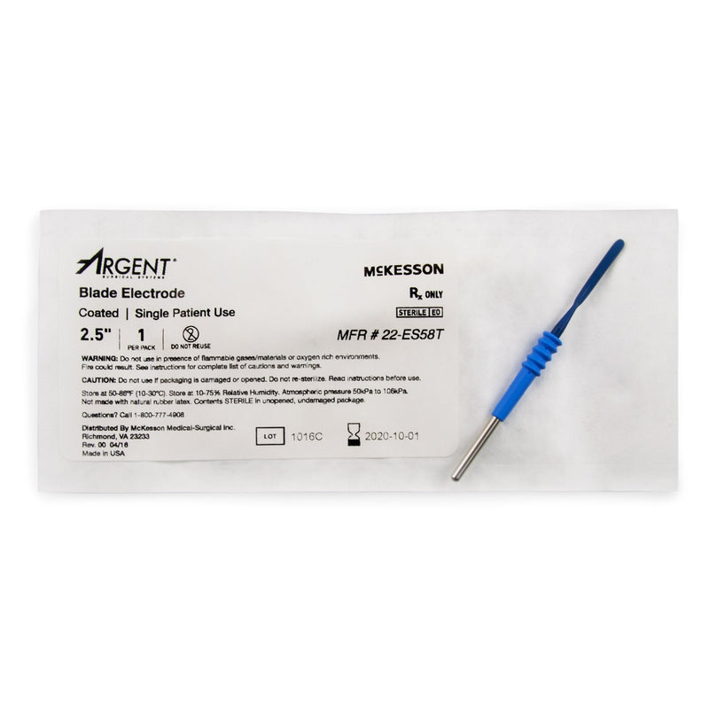 Blade Electrode McKesson Argent Coated Stainless Steel Sterile Straight Blade Tip Disposable 