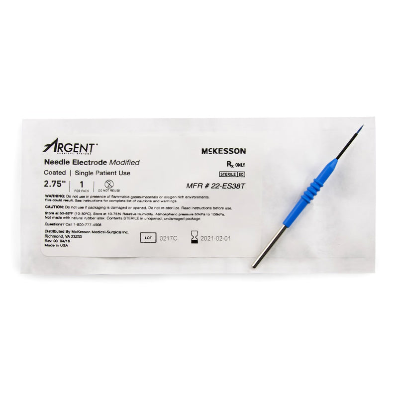 Needle Electrode McKesson Argent Coated Stainless Steel Sterile Modified Needle Tip Disposable 