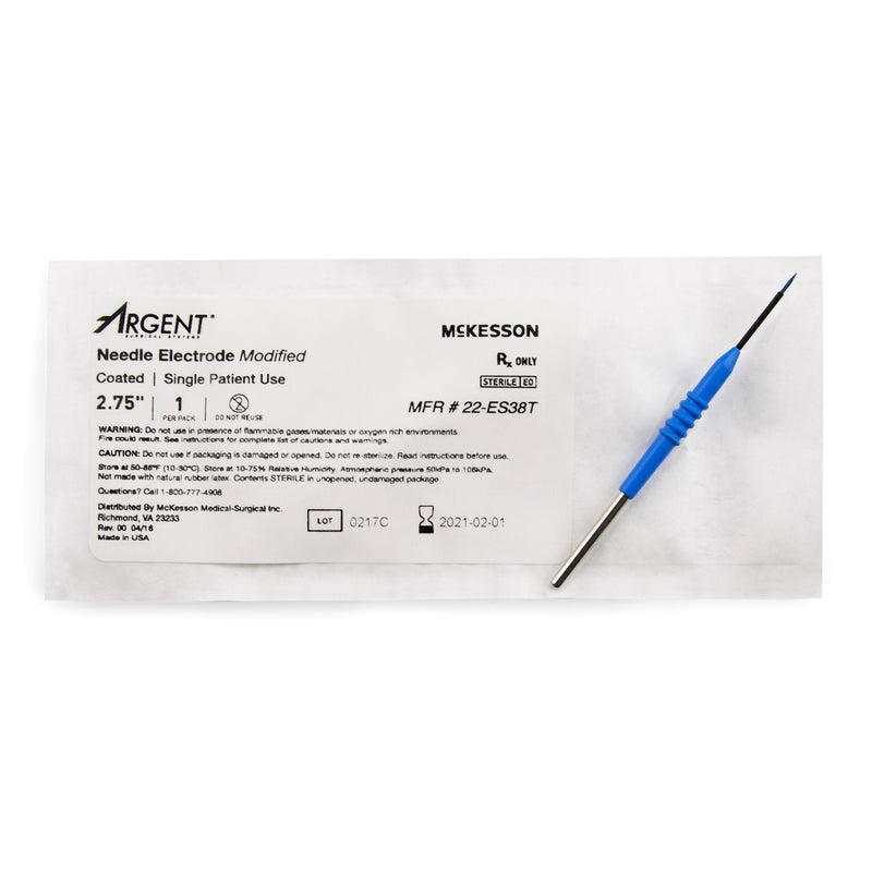 Needle Electrode McKesson Argent Coated Stainless Steel Sterile Modified Needle Tip Disposable 