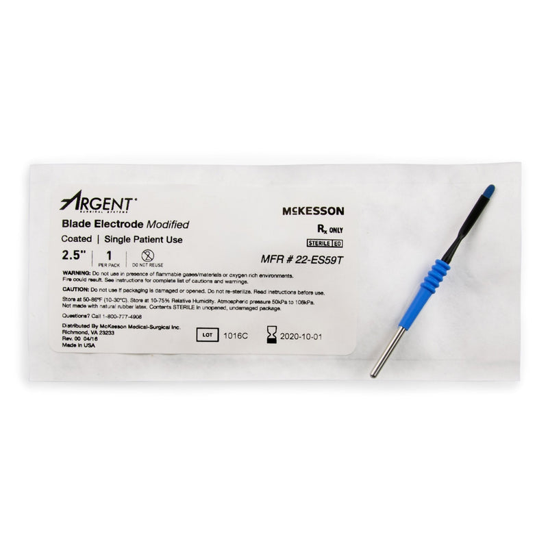 Blade Electrode McKesson Argent Coated Stainless Steel Sterile Modified Straight Blade Tip Disposable 