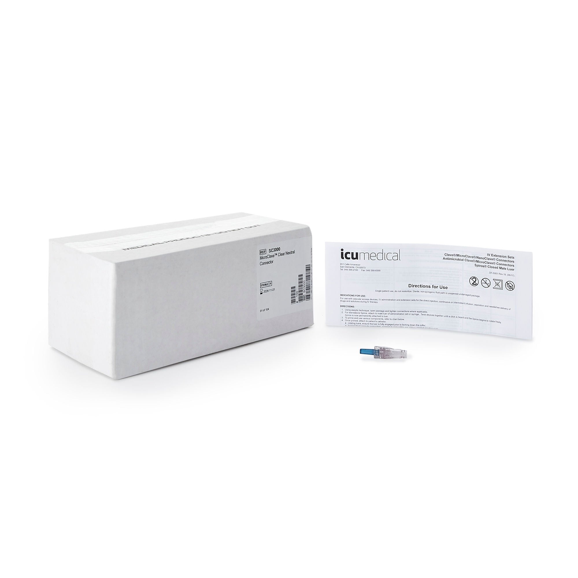 Needleless Connector MicroClave Neutral Displacement (Case of 100)
