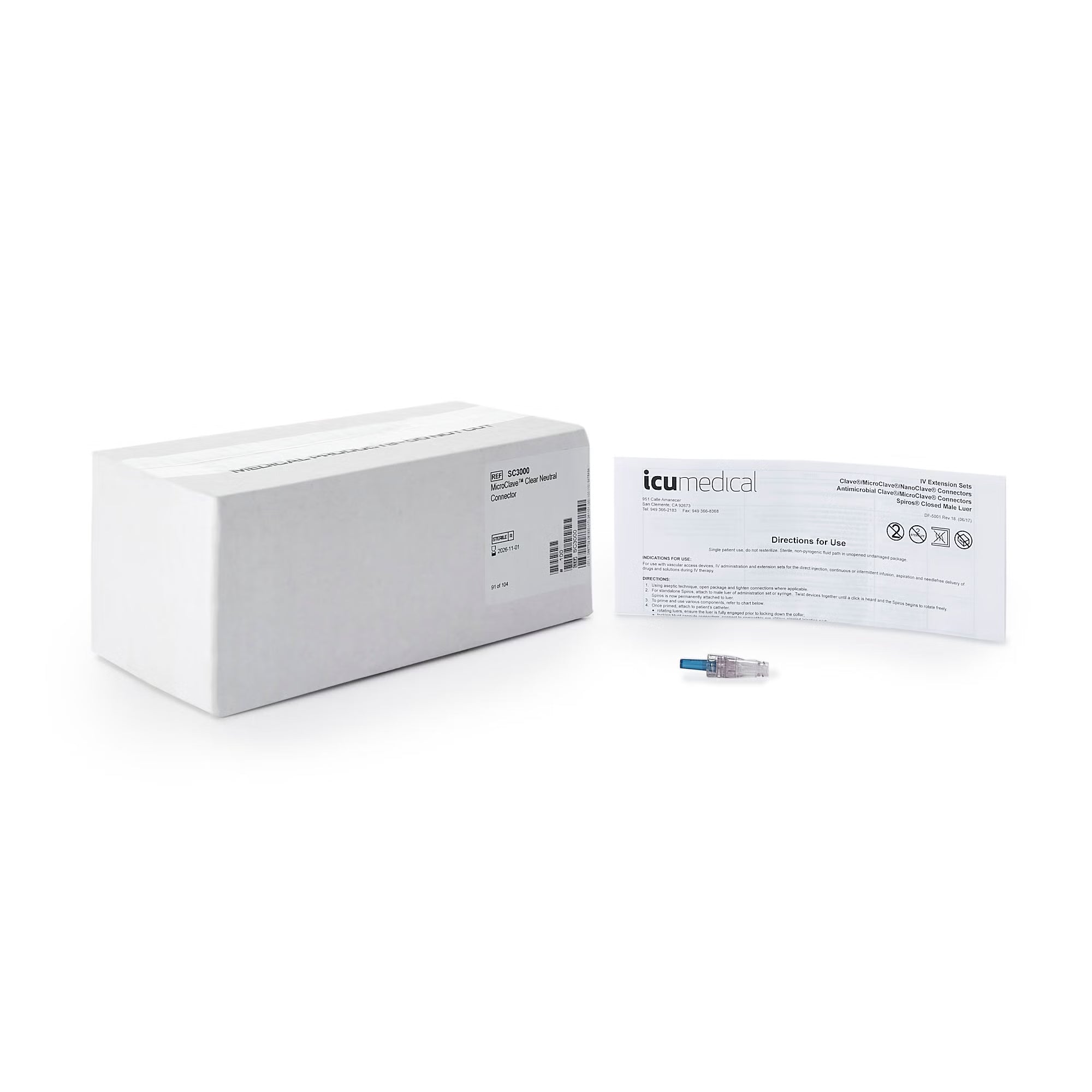 Needleless Connector MicroClave Neutral Displacement (Case of 100)