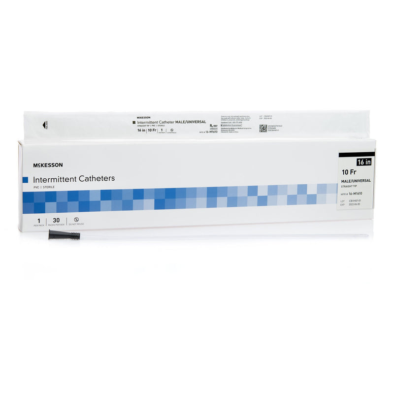 Urethral Catheter McKesson Straight Tip Uncoated PVC 10 Fr. 16 Inch Length (Case)